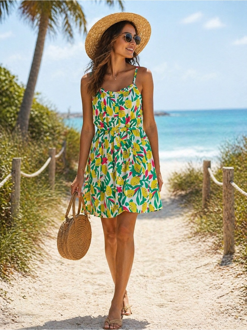 NWOT Hannah Anderson Zesty Lemon Cotton A Line Dress